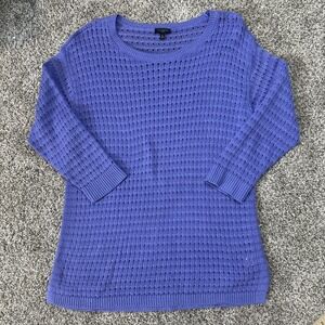 Talbots Sweater Women Sz M purple Cable Knit Cotton Pullover Preppy Tunic